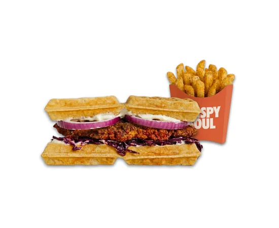 Mustard Waffle - menu CRISPY SOUL, poulet frit halal et waffle burgers